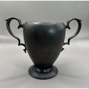 Paul Revere Style Pewter Two-Handled Cup Trophy 5’’ Metalware Handmade Carm